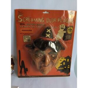 Telco 1990 Screaming Witch Door Plaque Cackles Flashing Eyes Motion Activated